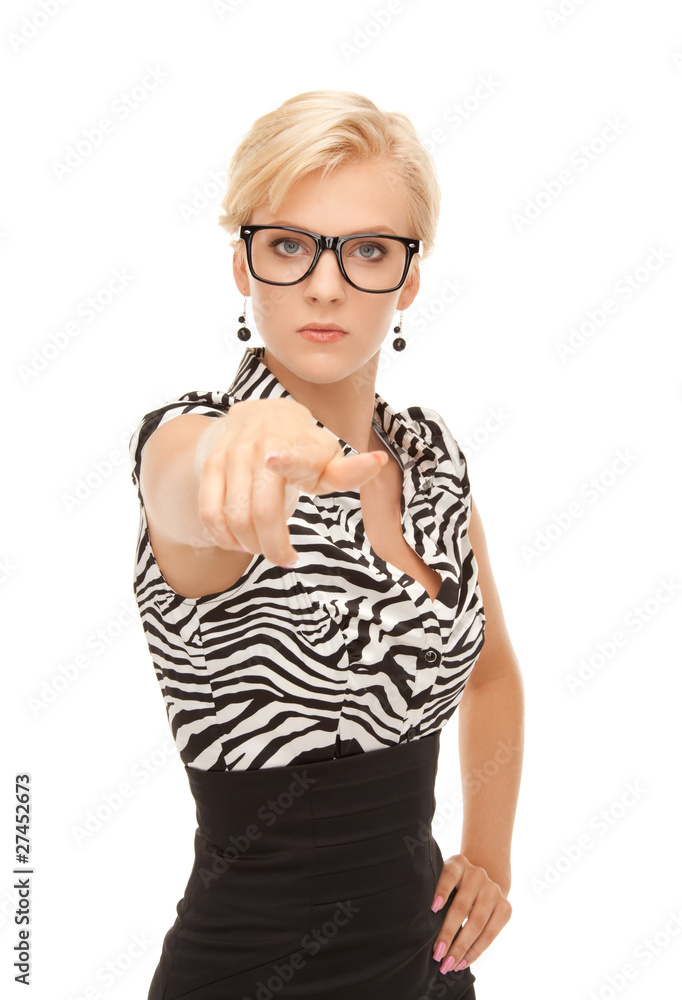 businesswoman pointing her finger businesswoman pointing her finger