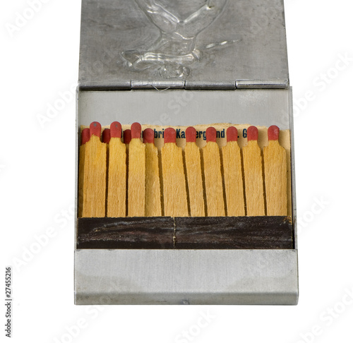 old metal matchbox with matches