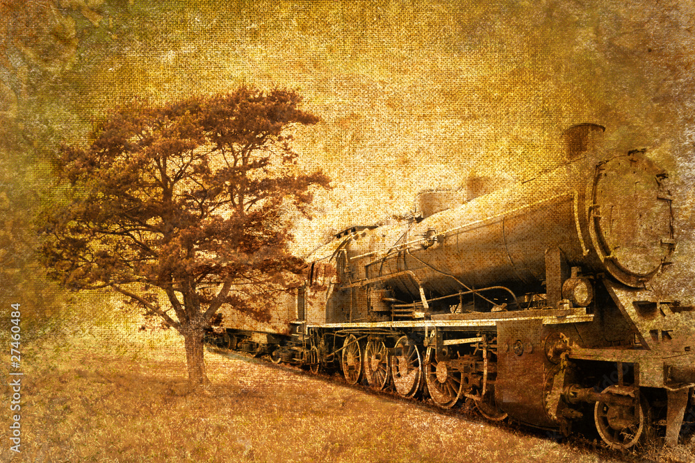 Naklejka premium streszczenie vintage zdjęcie pociągu parowego