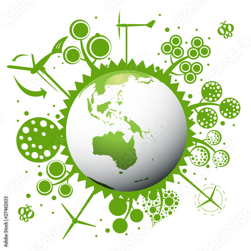 Ecology green planet vector concept background