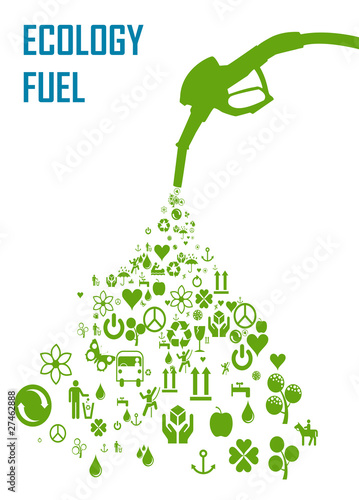 Eco fuel vector concept made with icons pouring out of pistol