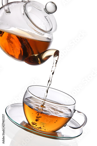 Tea poured into tea cup