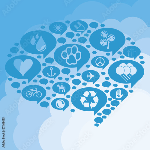 Ecology speech cloud vector background made with eco icons