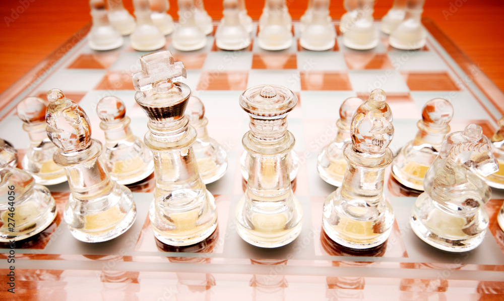 Set of chess figures on the playing board Set of chess figures on the playing board