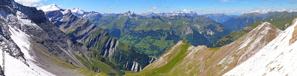 Fototapeta premium mountain panorama from Segnas pass, Switzerland