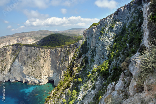 Craggy coastal ridges in Zakynthos island, Greece.