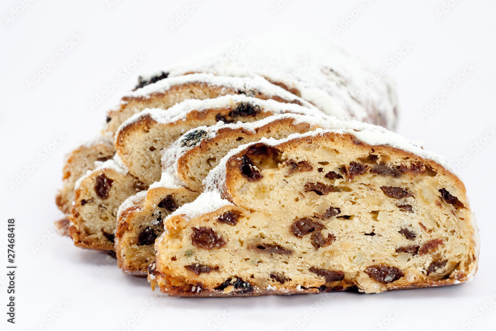 Stollen auf weissem Hintergrund Stollen auf weissem Hintergrund