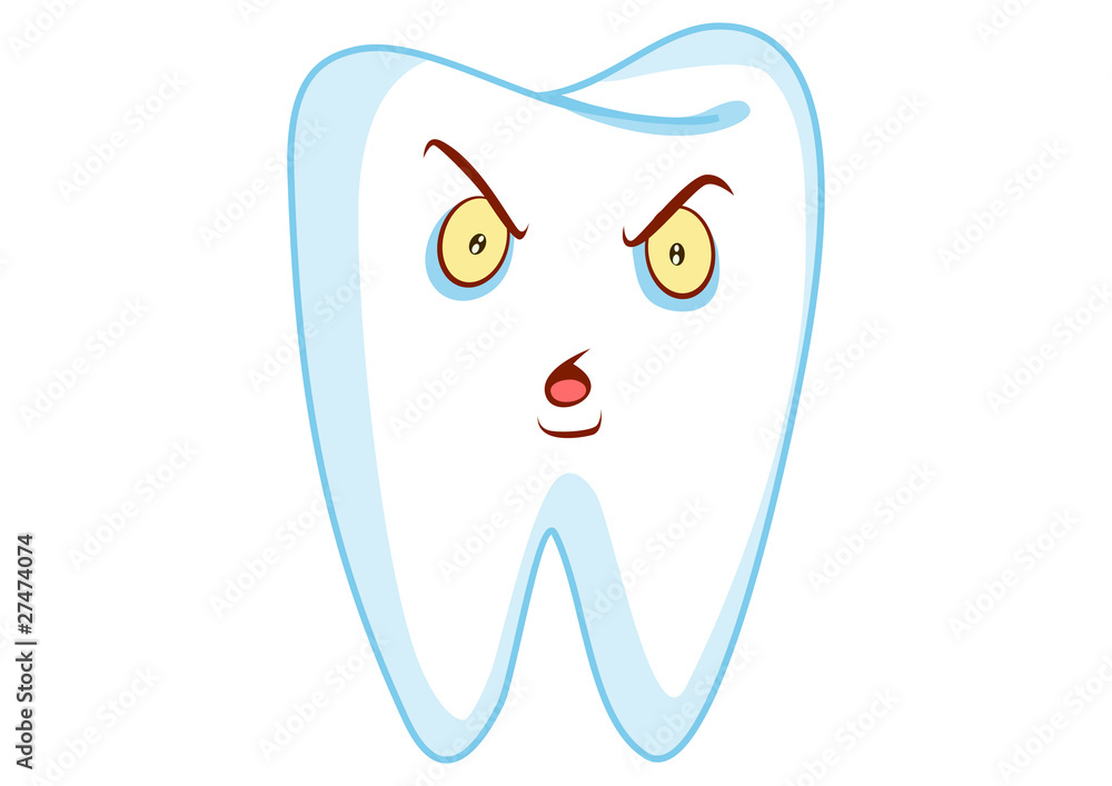Angry Tooth Cartoon Character Illustration in Vector Angry Tooth Cartoon Character Illustration in Vector