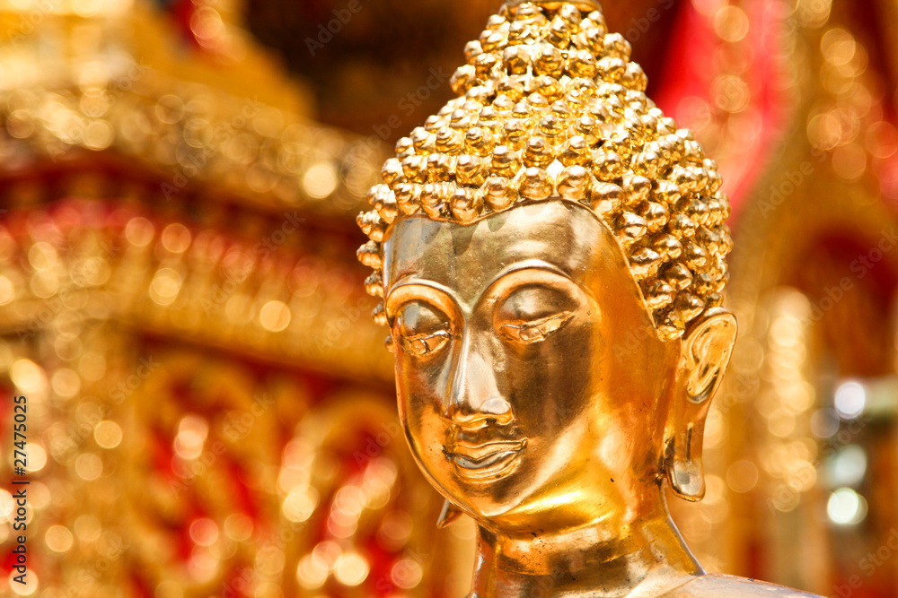 Gold face of Buddha statue in Doi Suthep temple,Thailand