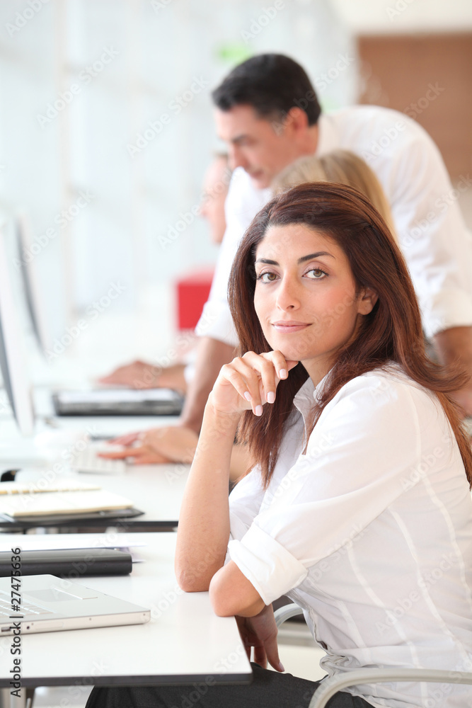 Woman attending business training
