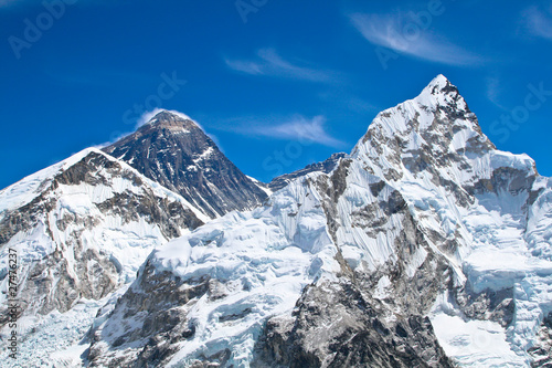 Everest and Lhotse mountain peaks view from Kala Pattar, Nepal