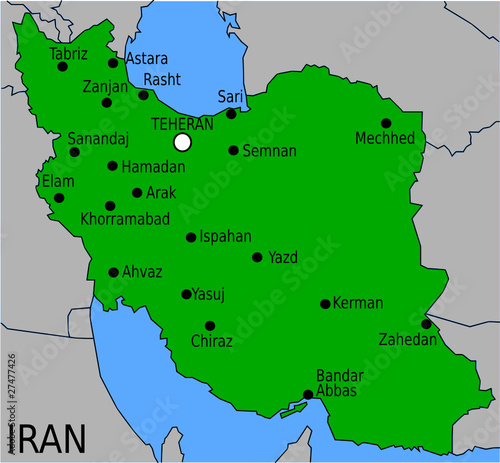 Carte des Villes Principales d'Iran photo