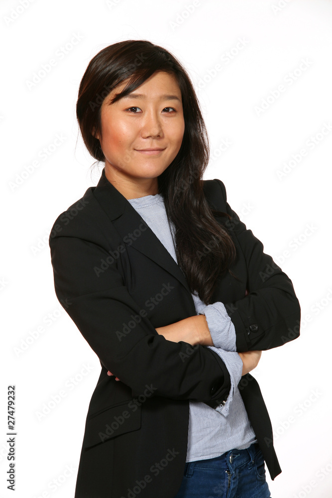 Asian Business woman with arms folded on white background Asian Business woman with arms folded on white background