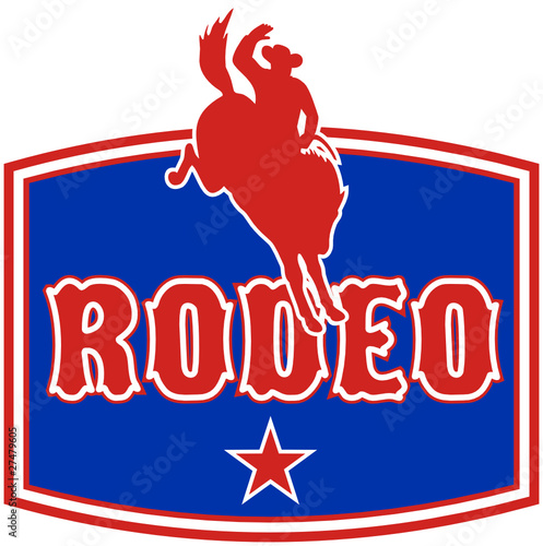 american rodeo cowboy bucking bronco shield