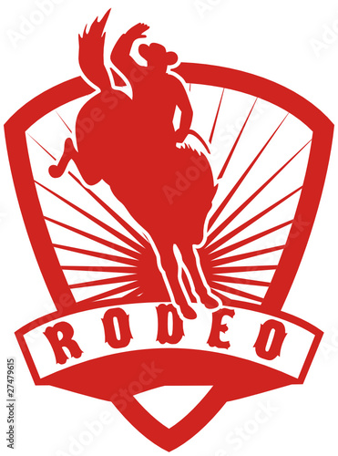 american rodeo cowboy bucking bronco shield