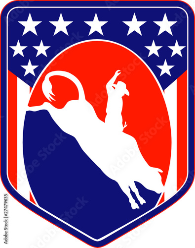 american rodeo cowboy bull riding shield
