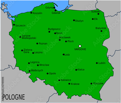 Carte des Villes Principales de Pologne