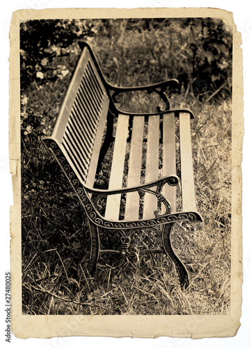 postkard wirt park bench photo