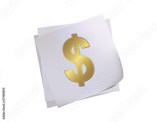 Sticker with gold dollar sign vector