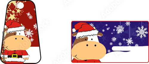 cow cartoon xmas sticker