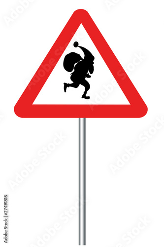 road sign - santa claus isilated on white