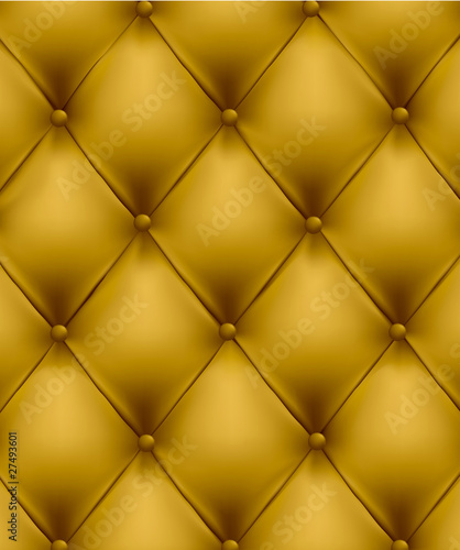 Yellow button-tufted leather background. Vector.