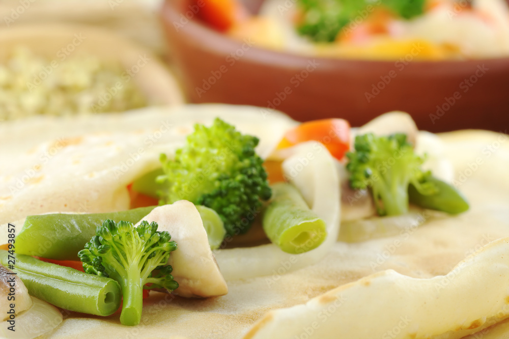 Vegetables on pancake Vegetables on pancake