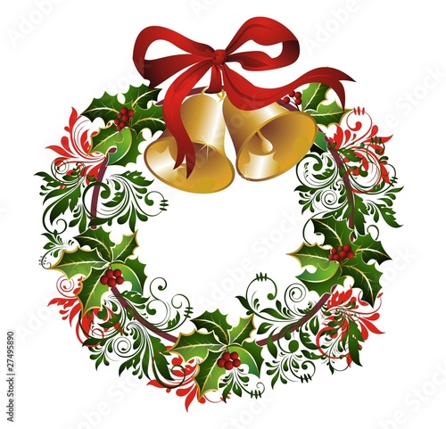 Christmas background with wreath