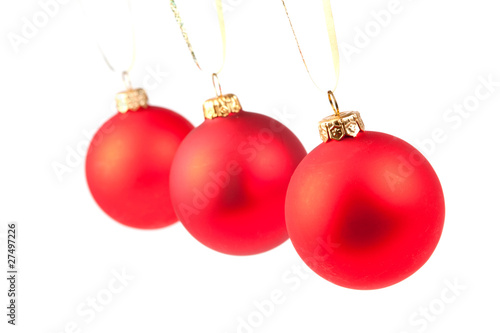Hanging Christmas red baubles