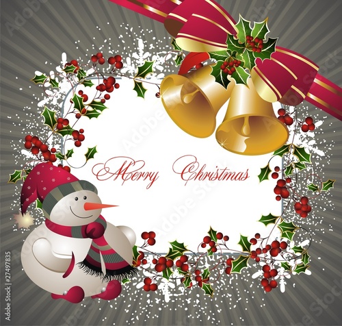 Christmas background with snowman