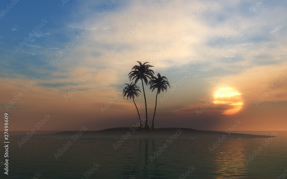 Kleine Insel mit Palmen