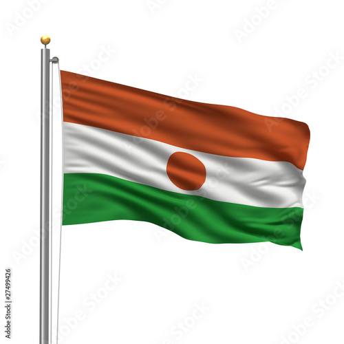 Free Download Flag of Niger waving in the wind in front of white background - GFXLoad