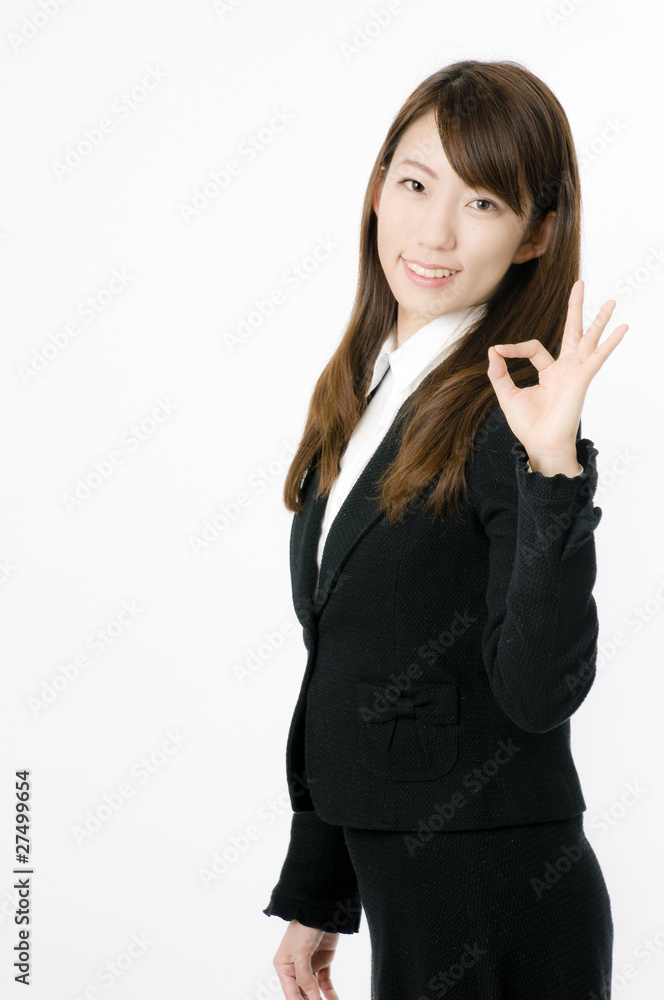 OKサインの女性社員 OKサインの女性社員