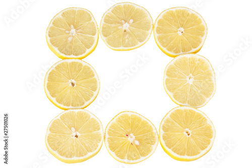Sliced lemons isolated on white background