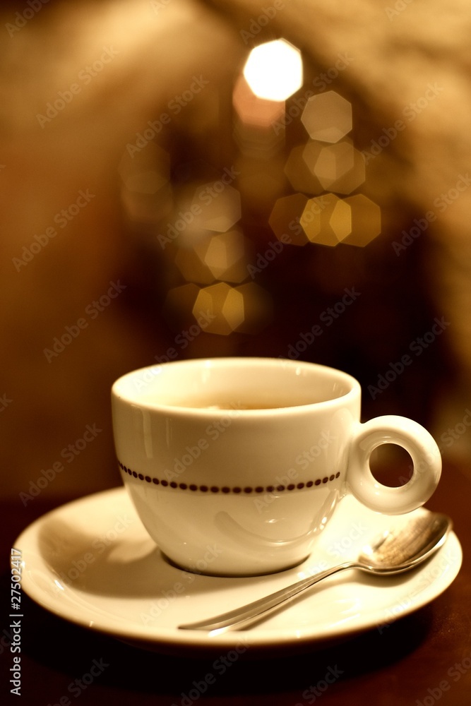 Coffee cup on abstract background