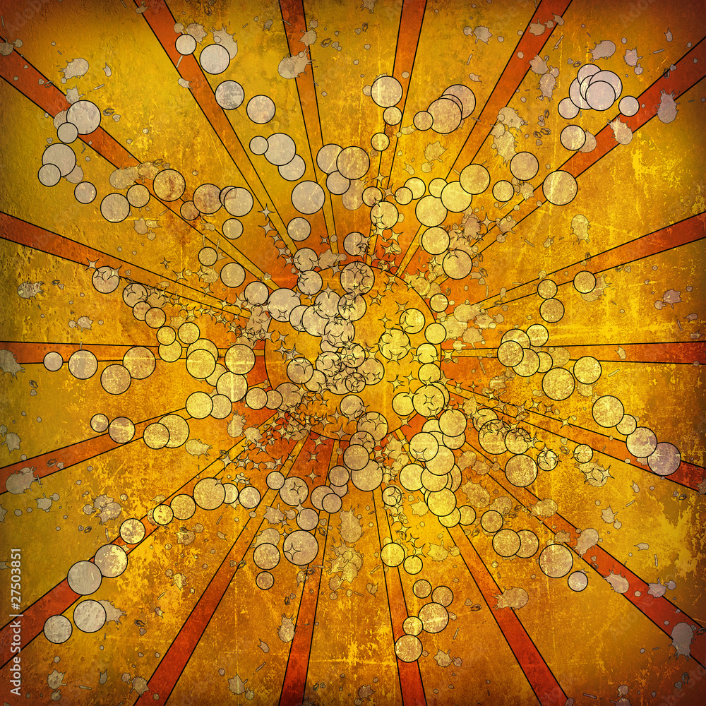 Shiny grunge. Retro sun in cartoon style