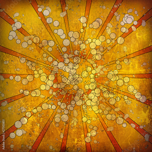 Shiny grunge. Retro sun in cartoon style