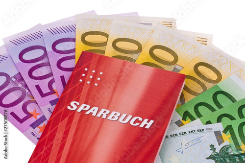 Euro Geldscheine und Sparbuch photo