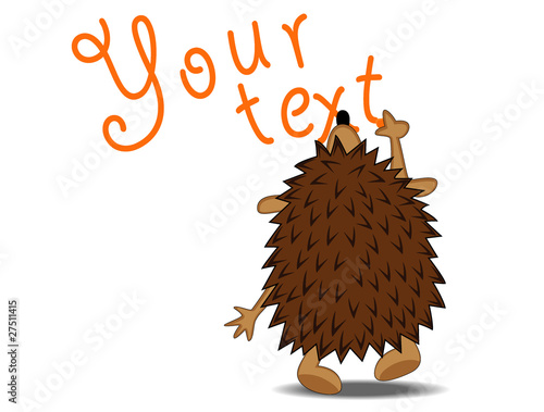 hedgehog writes text on a wall