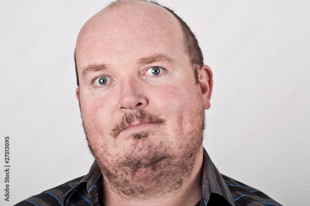 Fototapeta premium close up portrait of middle age male on off white backdrop