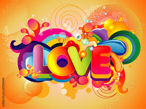 love 3d text vector