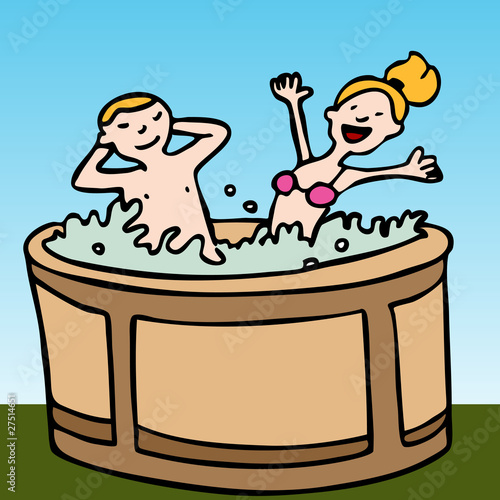 People Enjoying The Hot Tub