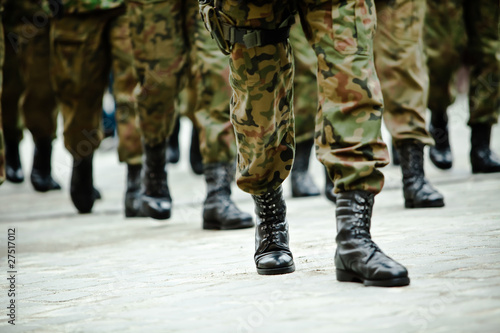 Soldiers of the armed forces marching