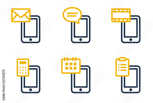 Mail, SMS, MMS, calculator, calendar and tasks icons