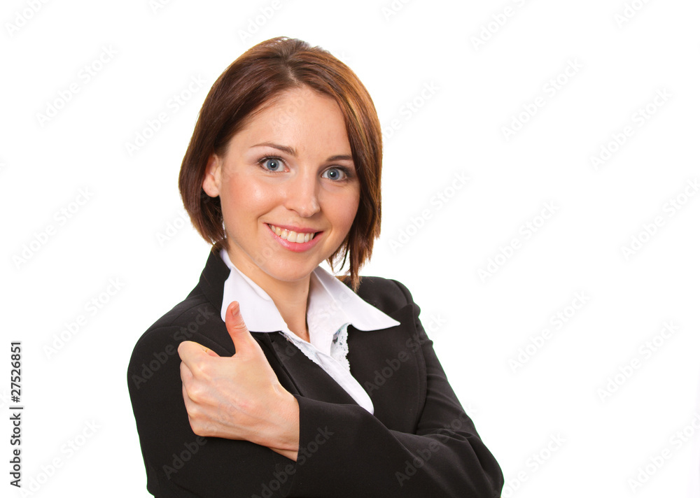 Adorable smiling businesswoman against white backgound Adorable smiling businesswoman against white backgound