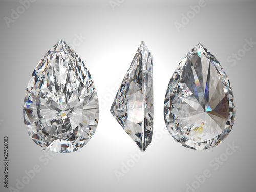 Three views of pear diamond