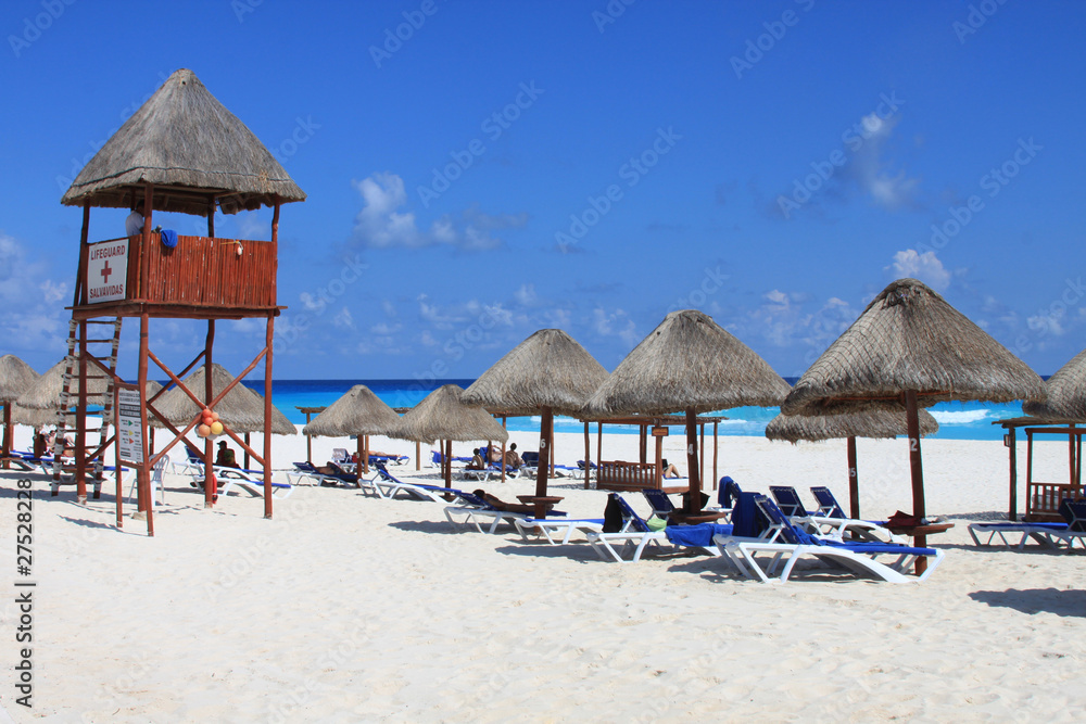 Caribbean vacation beach huts & lifeguard station
