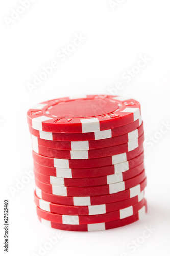 Poker chips on white