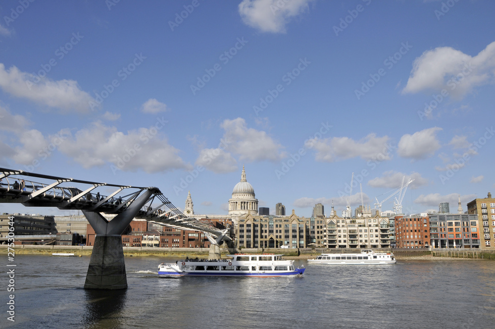 Millennium Bridge and St Pauls Cathedral, London