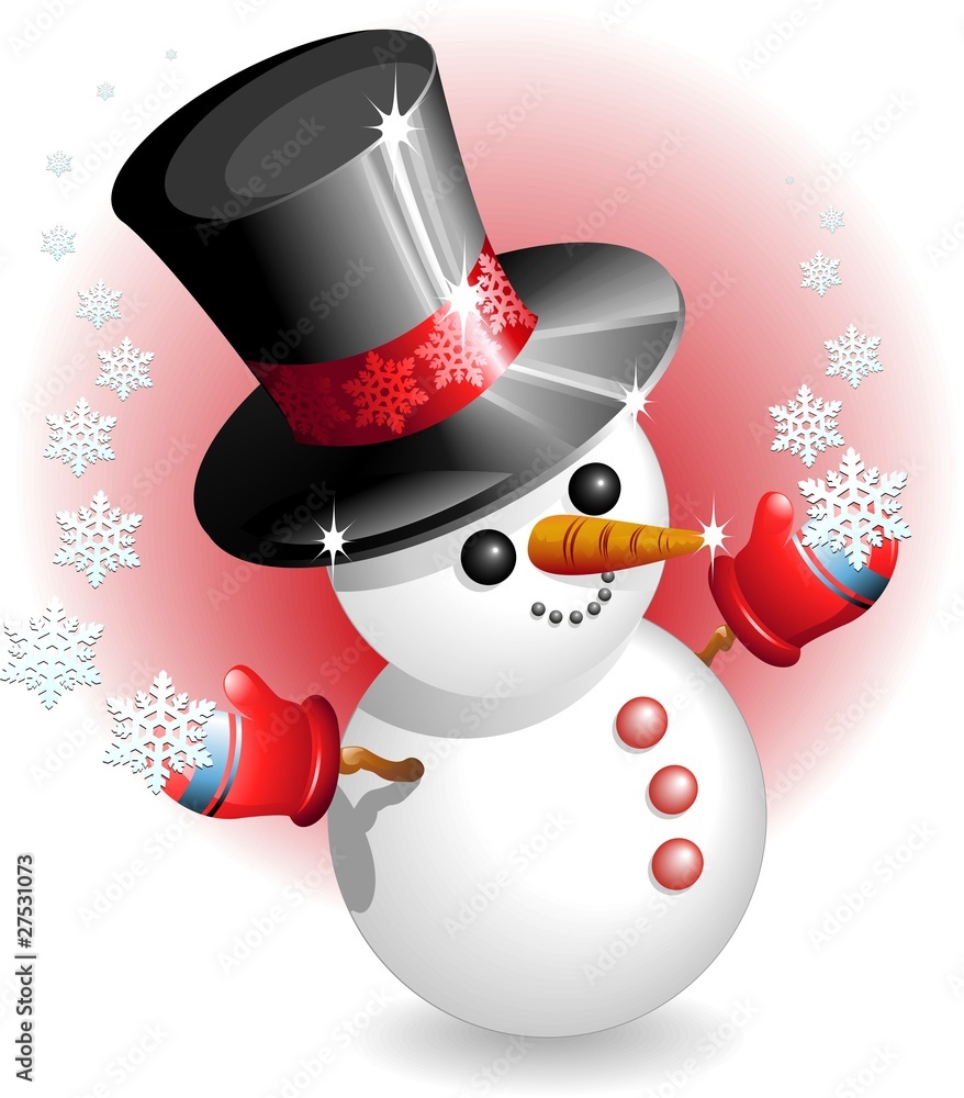 Pupazzo di Neve con Cappello-Snowman with Hat-vector Stock Vector | Adobe  Stock